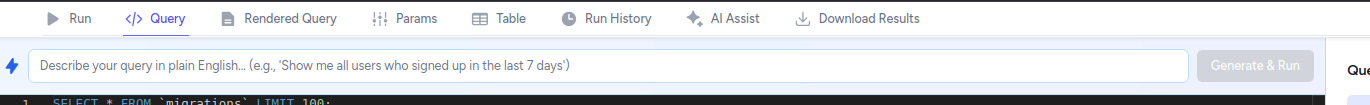 AI Query Assistant Interface