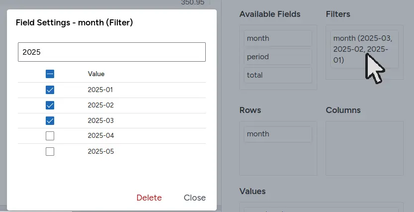 Filter Modal Example