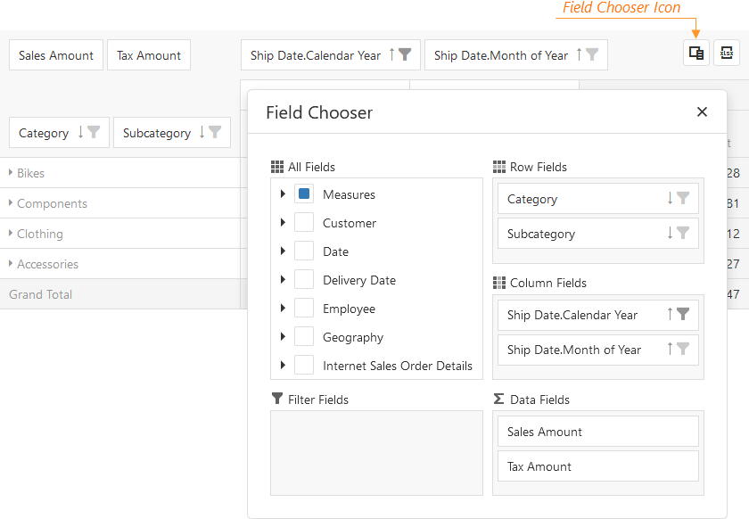 Field Chooser Interface
