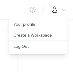 Profile Menu with Create Workspace Option