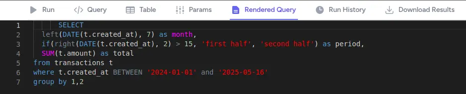 Rendered Query Interface