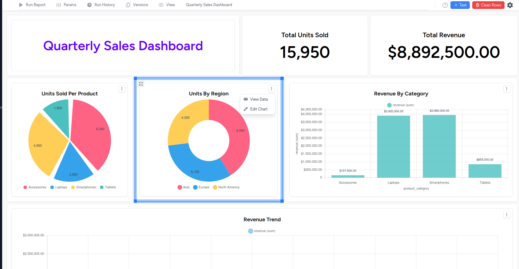 Report Builder Dashboard Interface