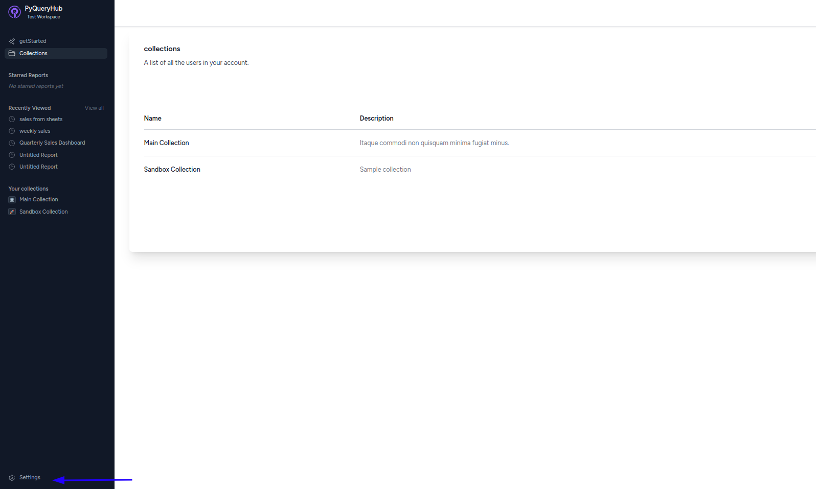 Settings Sidebar Access
